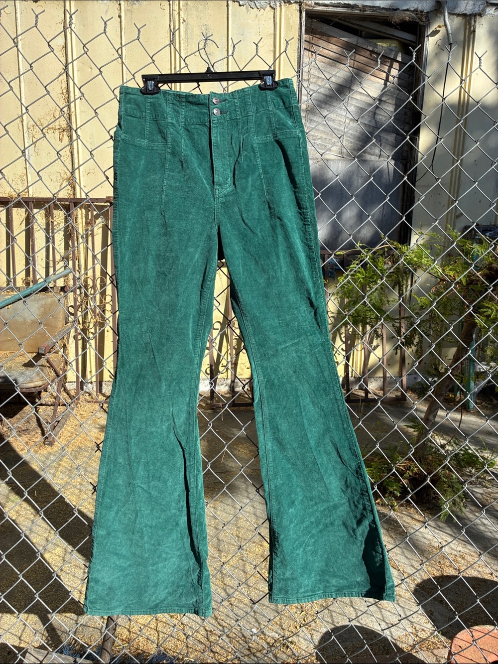 We The Free Deep Green Corduroy Flare Pants